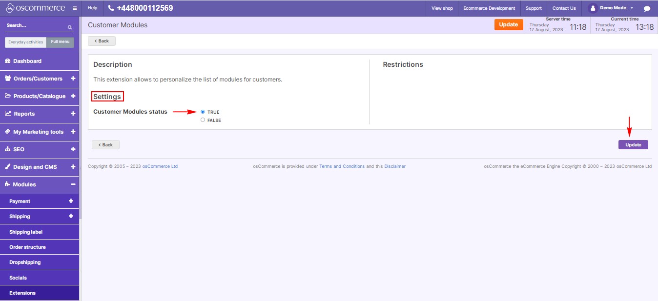 Customer Module Page Heading Title tag: